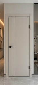 Межкомнатная дверь ПЭТ P-20 ABS Бежевый/черная кромка