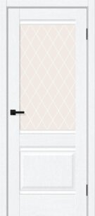 Межкомнатная дверь ПЭТ Прима-3 White Silkwood / White Сrystal