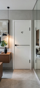  Межкомнатная дверь с эко шпоном P-19 AL черный молдинг Белый