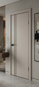 Межкомнатная дверь ПЭТ P-20 ABS Бежевый/черная кромка