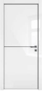 Межкомнатная дверь глянцевая DG-522 белый люкс/черн.молдинг