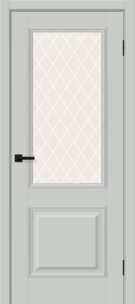 Межкомнатная дверь ПЭТ Классик-13 Grey Silk / White Сrystal