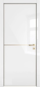 Межкомнатная дверь глянцевая DG-522 белый люкс/зол.молдинг