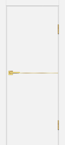   Межкомнатная дверь с эко шпоном P-19 AL золотой молдинг Белый