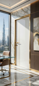   Межкомнатная дверь с эко шпоном P-20 AL золотой молдинг белый