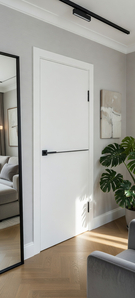  Межкомнатная дверь с эко шпоном P-19 AL черный молдинг Белый