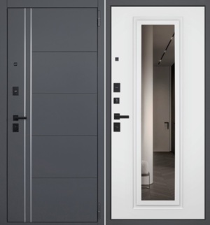 Входная дверь Вегас белый с зеркалом