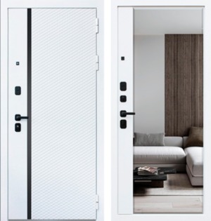  Входная дверь Ливерпуль белый матовый с зеркалом