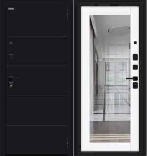 Входная дверь Флэт/SBlack White Silk