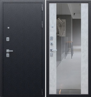  Входная дверь Спартак Б с зеркалом бетон светлый