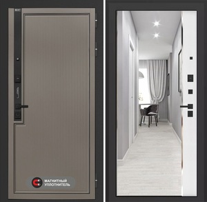 Входная дверь Лаб-1 Про Белый софт с зеркалом макс