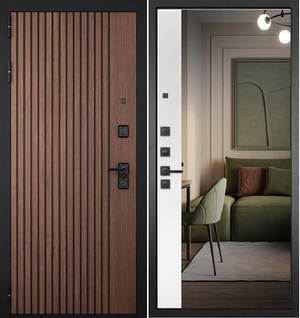 Входная дверь Шторм 075 белый/зеркало макси