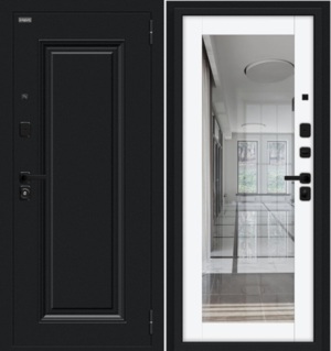 Входная дверь Флэш МФ/SBlack Букле черное/White Silk