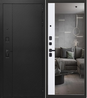 Входная дверь Симметрия 075 белый /зеркало макси