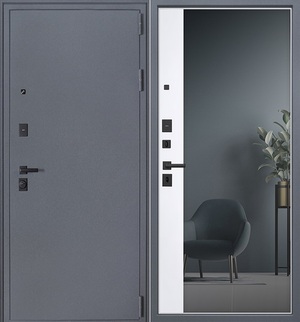 Входная дверь Беркут белый с зеркалом