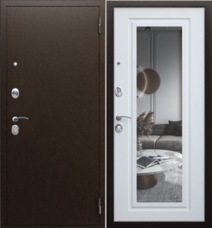 Входная дверь К-1 с зеркалом белый