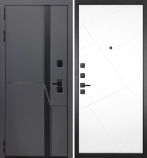  Входная дверь НаноБлэк лайн 029 Белая