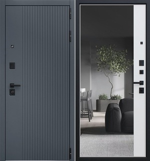 Входная дверь Вертикаль с зеркалом / капучино