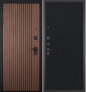  Входная дверь шторм 088 Черный кварц с фрезеровкой