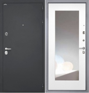 Входная дверь Колизей зеркало ФЛЗ-М белая матовая
