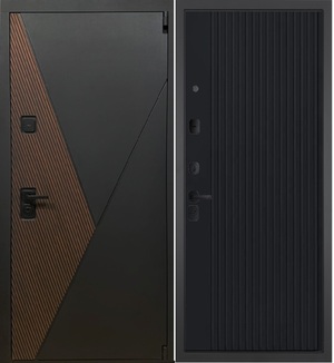  Входная дверь Геометрия 088 Черный кварц с фрезеровкой