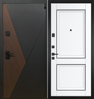  Входная дверь Геометрия 070  молдингом белый матовый