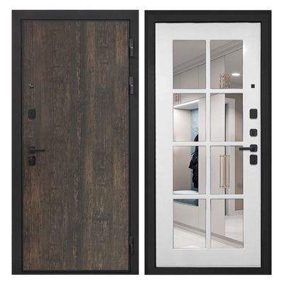 Входная дверь Профит тиковое дерево/ФЛЗ Англия зеркало ясень белый