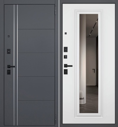 Входная дверь Вегас белый с зеркалом