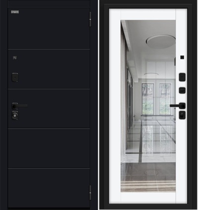 Входная дверь Флэт/SBlack White Silk