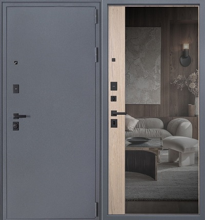 Входная дверь Беркут дуб галиф натуральный с зеркалом