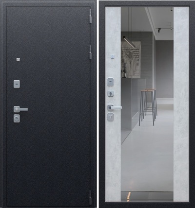  Входная дверь Спартак Б с зеркалом бетон светлый