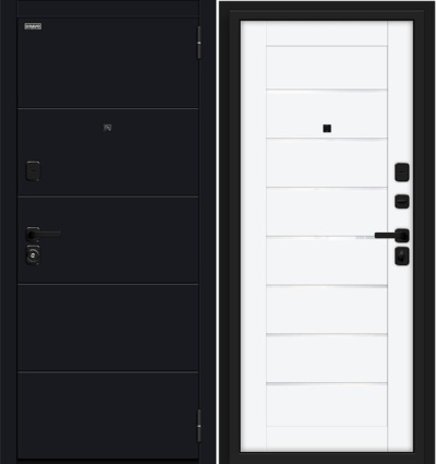 Входная дверь Прайм Black Shell/White Silk