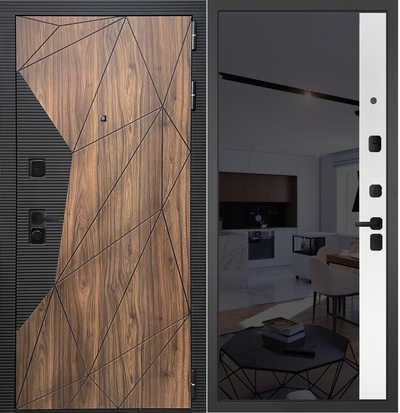 Входная дверь Континент 091 Зеркало макси тонированное черное