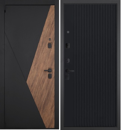  Входная дверь Геометрия 088 Черный кварц с фрезеровкой