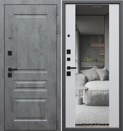 Входная дверь Лира белый с зеркалом 