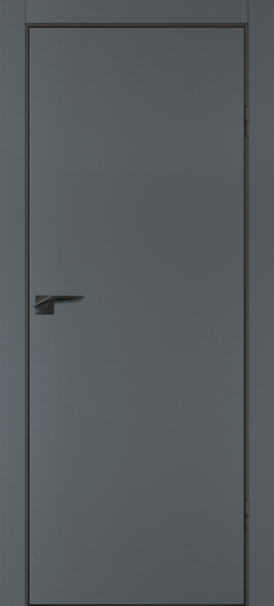 Межкомнатная дверь ПЭТ P-1 ABS Графит матовый/черная кромка