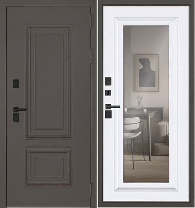 Входная дверь Норильск Термо с зеркалом / белый