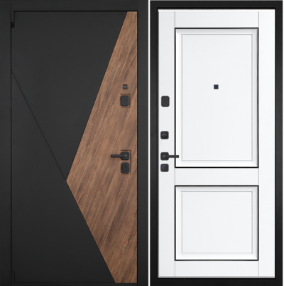  Входная дверь Геометрия 070  молдингом белый матовый