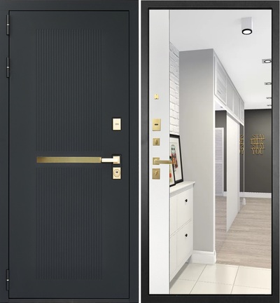 Входная дверь Ардеко-075 зеркало макси бок белое