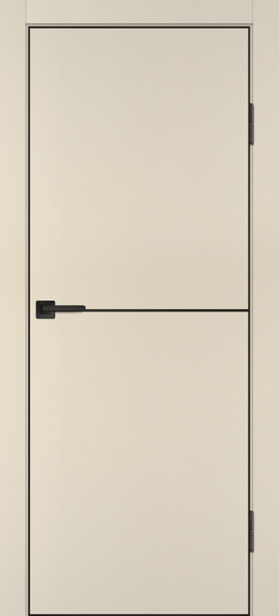 Межкомнатная дверь ПЭТ P-19 ABS Бежевый/черная кромка