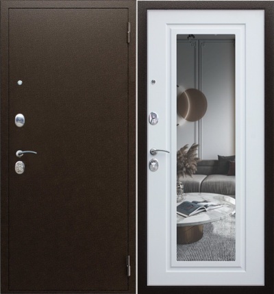 Входная дверь К-1 с зеркалом белый