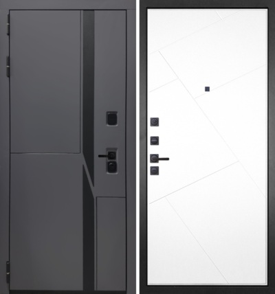  Входная дверь НаноБлэк лайн 029 Белая