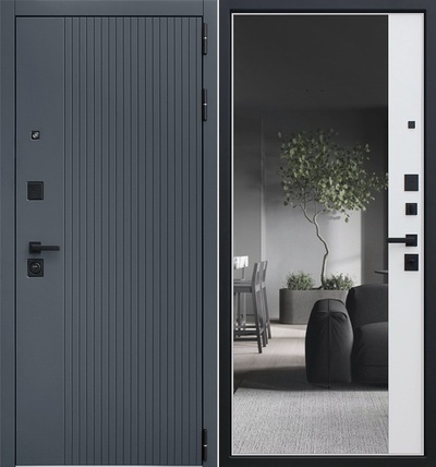 Входная дверь Вертикаль с зеркалом / капучино