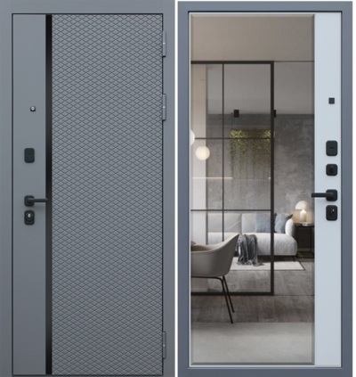  Входная дверь Манчестер с зеркалом лайт софт грей