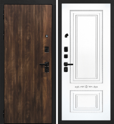 Входная дверь Лофт-1/Смальта-04 ral 9003 патина серебро