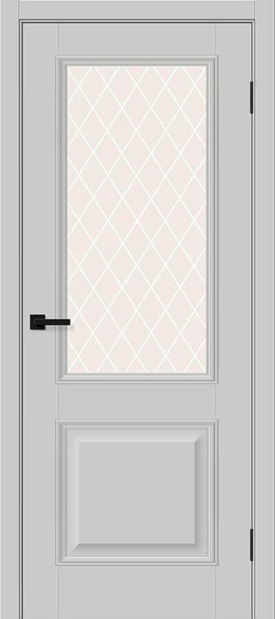 Межкомнатная дверь ПЭТ Классик-13 Grey Silk / White Сrystal