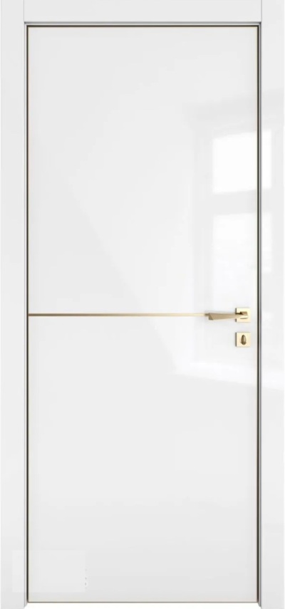 Межкомнатная дверь глянцевая DG-522 белый люкс/зол.молдинг