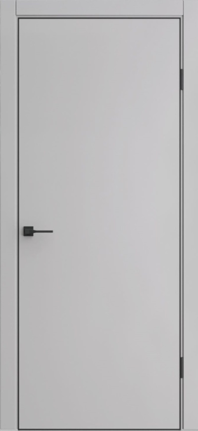 Межкомнатная дверь с экошпоном ДП-50 Silver gray/черная кромка