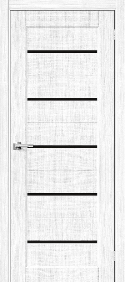 Межкомнатная дверь с эко шпоном Мода-22 Black Line Snow Melinga
