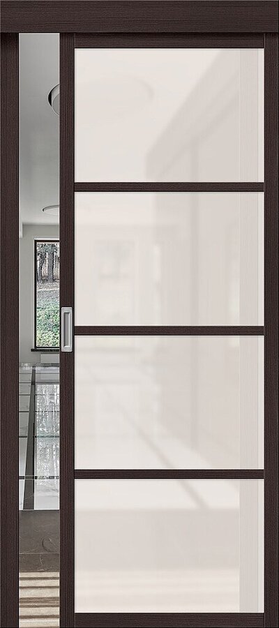 Межкомнатная раздвижная дверь с эко шпоном Твигги V4 Wenge Veralinga